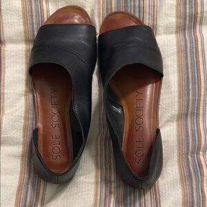 Sole Society Black Peep Toe Flats